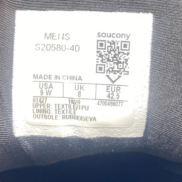 Saucony Ride 13- Mens Size 9 wide S20580-40 Gray Black Running Athletic Sneaker - Picture 9 of 9